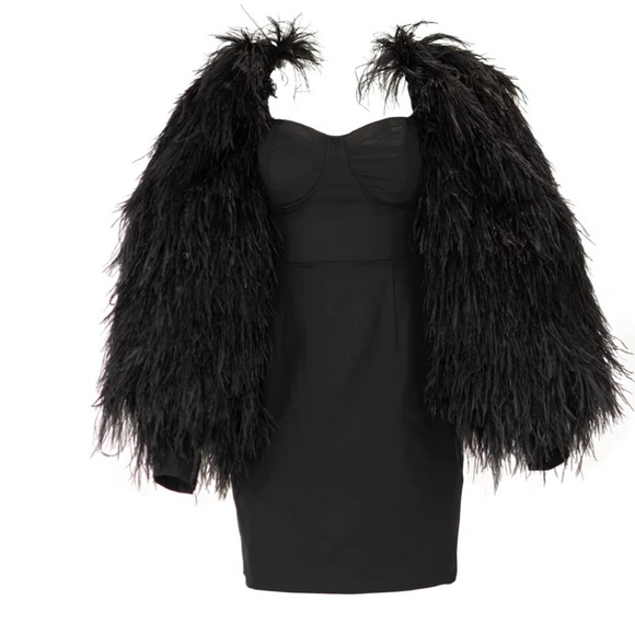 The BRAND Label Feathered FOREVER Dress (black) - Picture 6 of 8